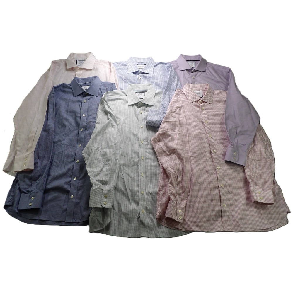 Charles Tyrwhitt Dress Shirts Lot 6 Men 17/34 Slim Fit 100% Cotton Long Sleeve
